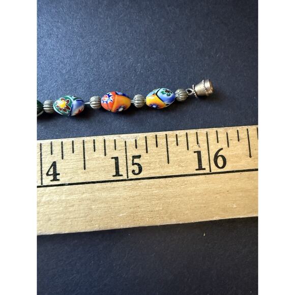 Vtg Millefiori Italian Glass Beaded Murano Venetian Bead Necklace Art To Wear - Picture 5 of 5
